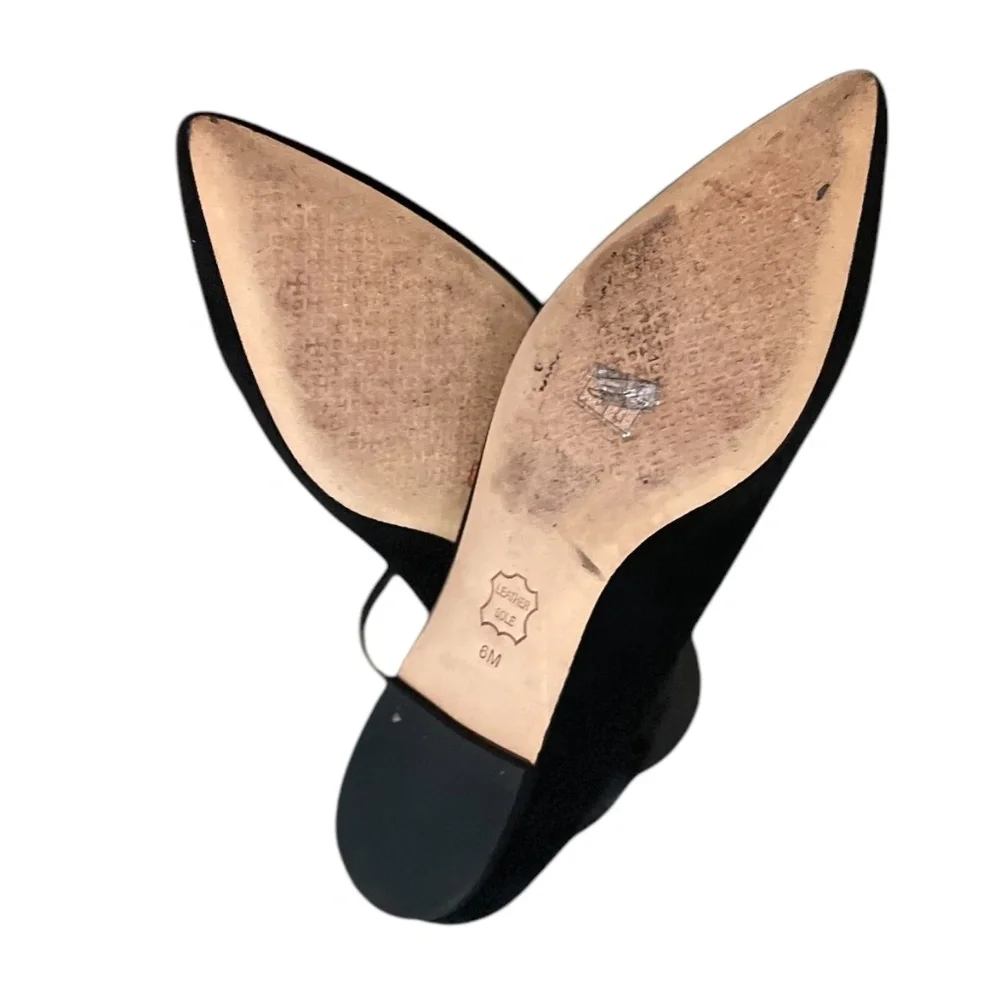 Tory‎ Burch T Straps Suede & Patent Black Leather women's Shoes, Size 6M